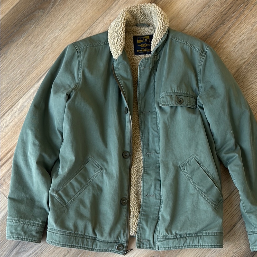 Vintage Urban Outfitters Green Military Field Jacket Stand-Up Collar